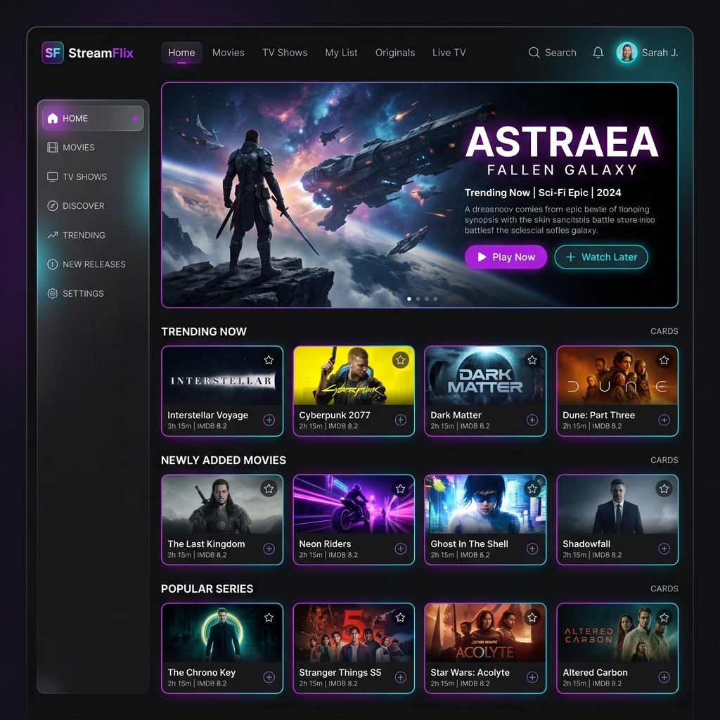 Tela Inicial do StreamFlix com Categorias