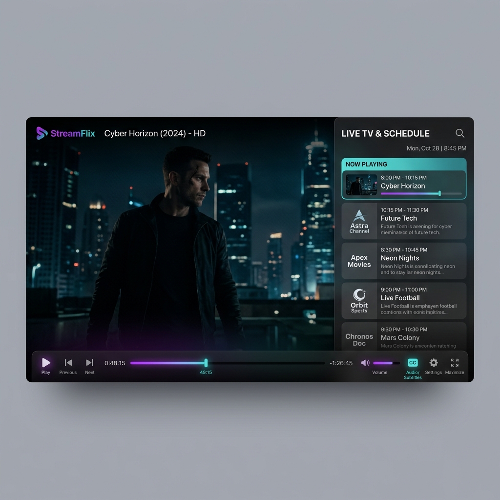 Player de Vídeo com Guia de Programação Integrada